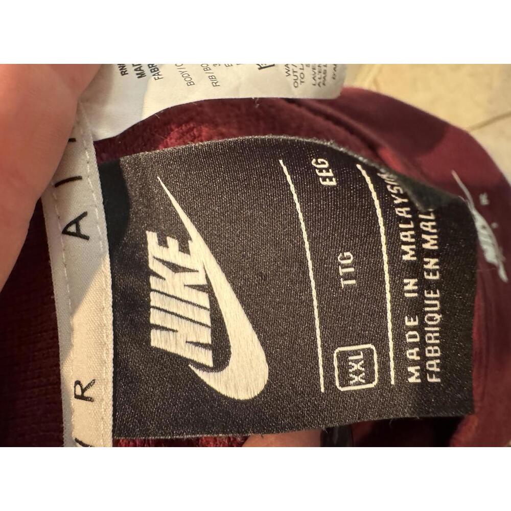 Nike Women's Cropped Crew Sweatshirt - Burgundy with White Logo - Picture 6 of 6